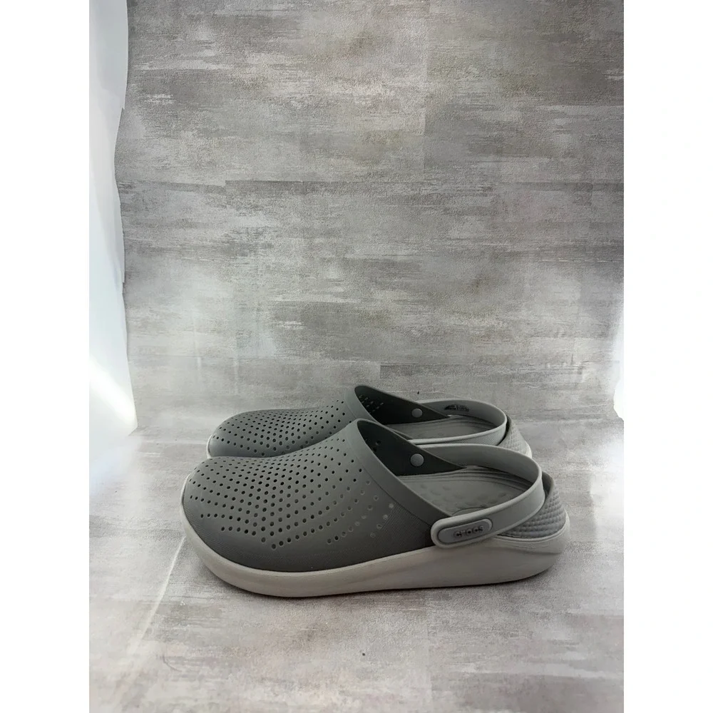 Crocs LiteRide Clog Men Sz 11 Slate Grey Almost White Comfort Shoes 204592